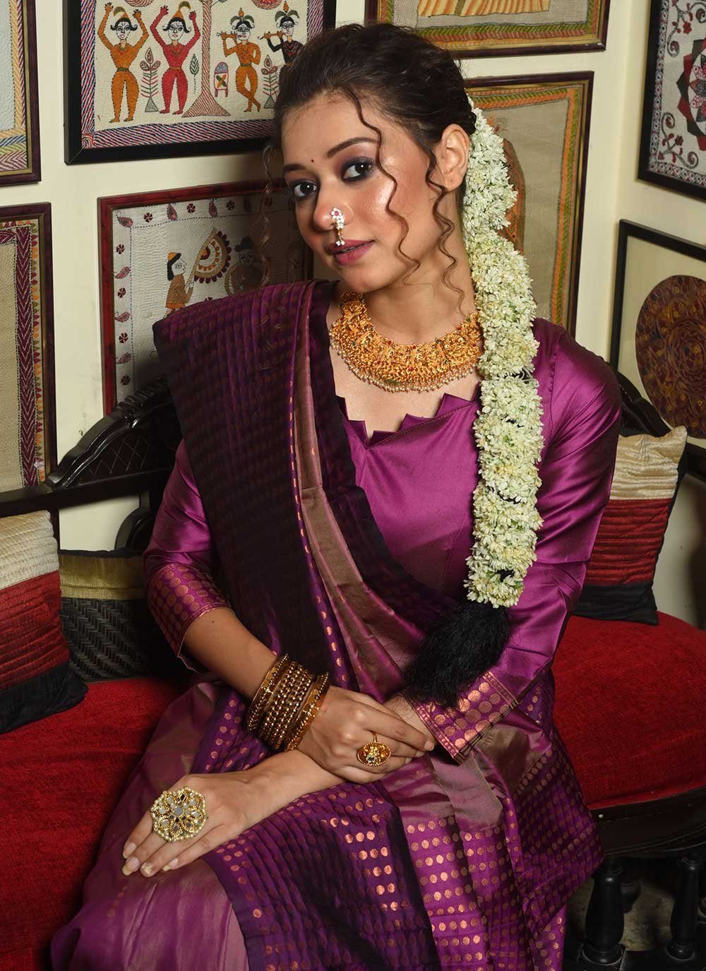 Contemporary Silk Purple Woven Saree