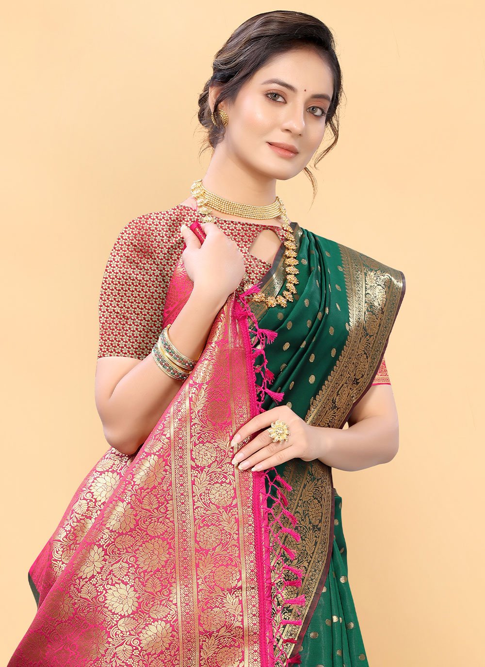 Classic Silk Green Woven Saree