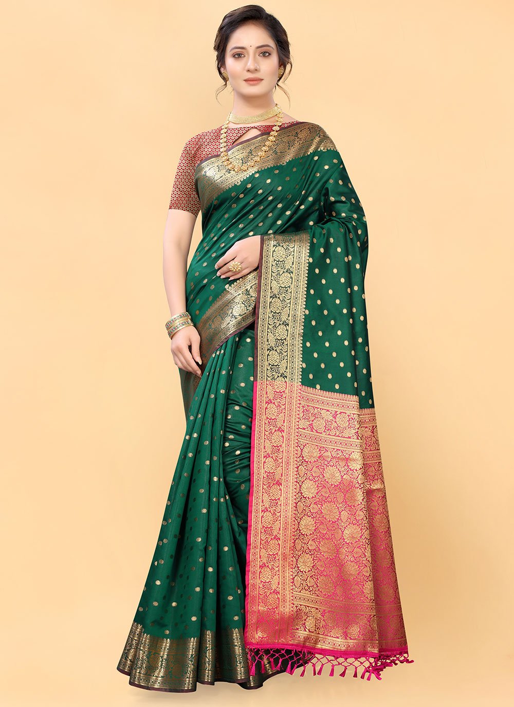 Classic Silk Green Woven Saree