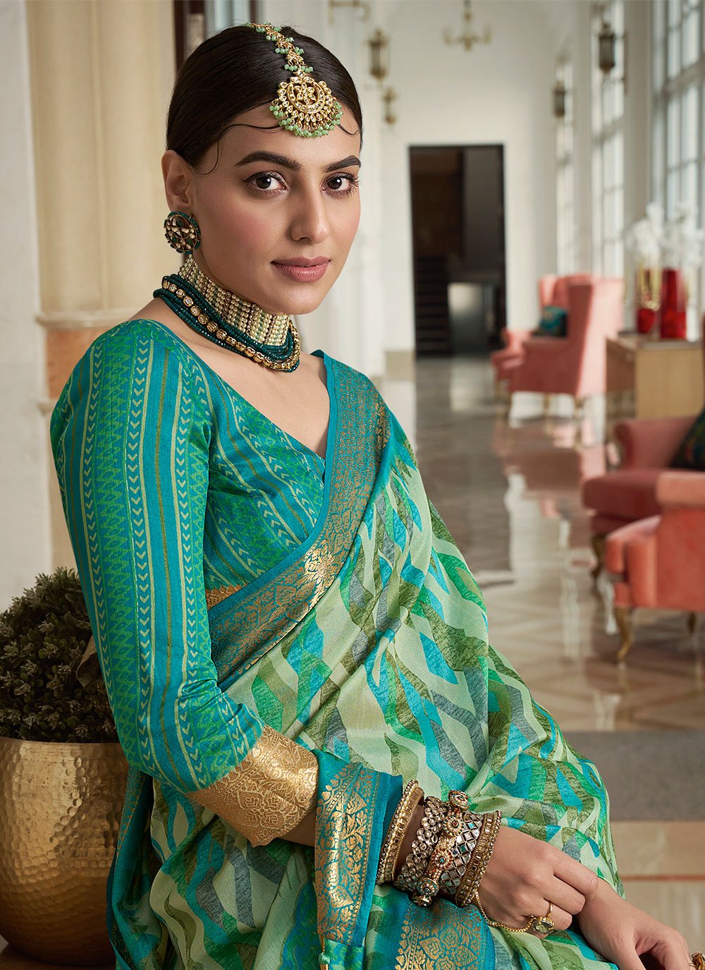 Classic Silk Green Digital Print Saree