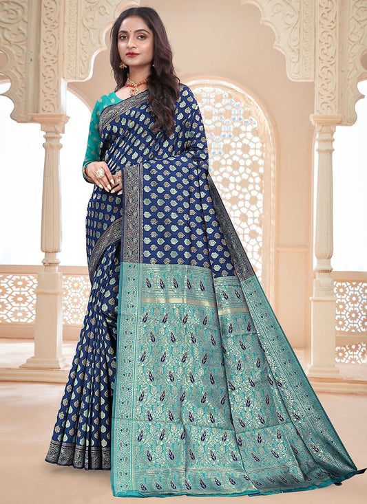 Classic Silk Blue Woven Saree