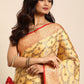 Traditional Saree Silk Tissue Brasso Beige Woven Saree