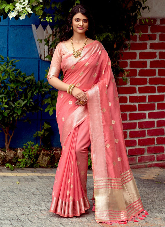 Trendy Saree Silk Pink Booti Saree