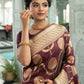 Contemporary Silk Wine Woven Saree