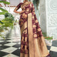 Contemporary Silk Wine Woven Saree