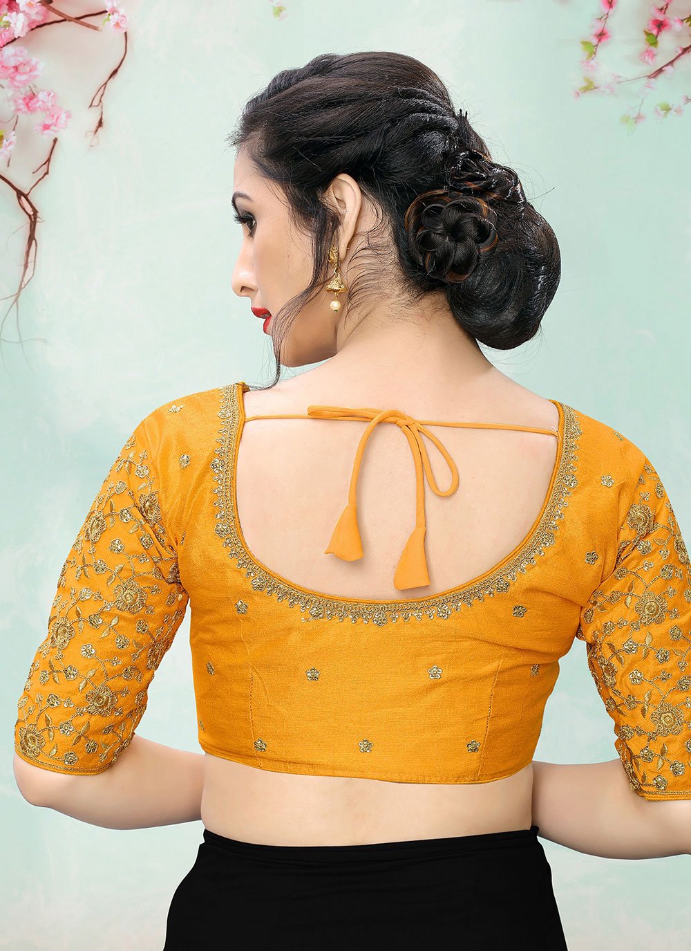 Blouse Silk Yellow Embroidered Blouse