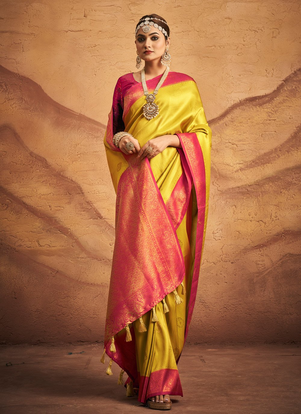 Classic Silk Yellow Weaving Saree