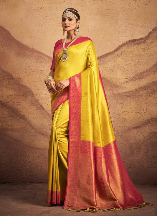 Classic Silk Yellow Weaving Saree