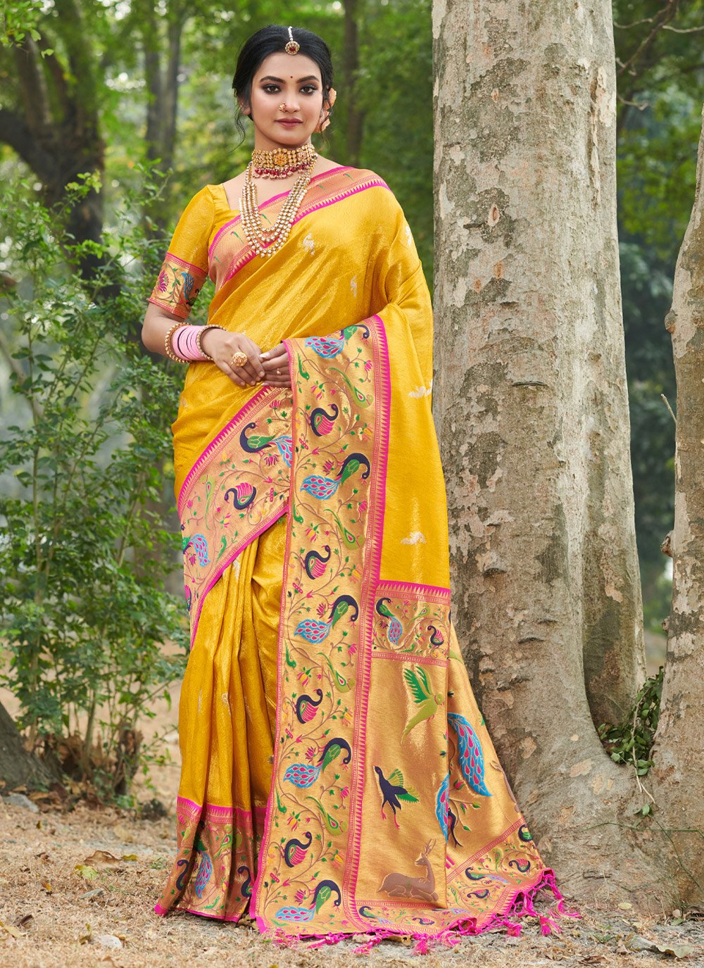 Traditional Saree Silk Yellow Weaving Saree