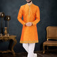 Kurta Pyjama Silk Yellow Patch Border Mens