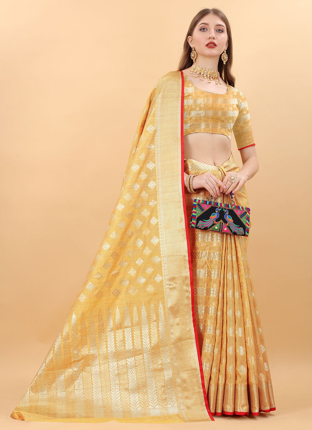 Classic Silk Yellow Weaving Saree