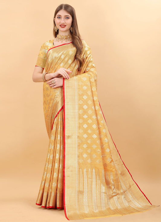 Classic Silk Yellow Weaving Saree