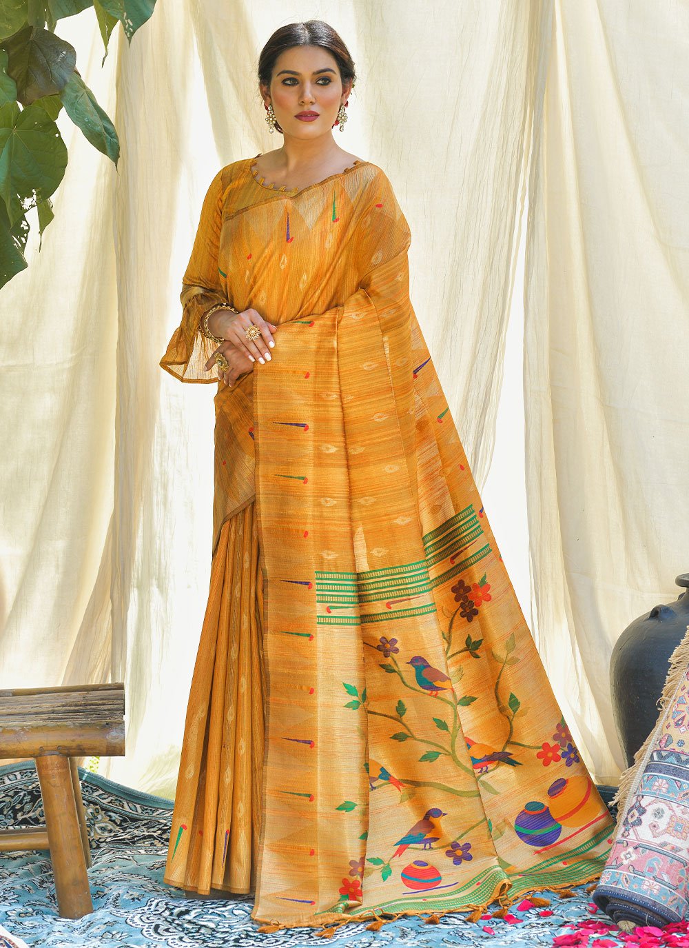 Trendy Saree Silk Yellow Woven Saree