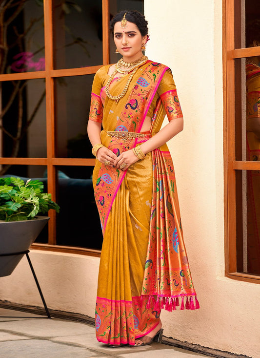 Traditional Saree Silk Yellow Weaving Saree