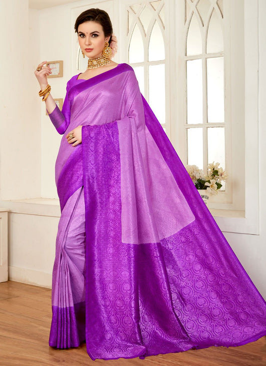 Classic Silk Lavender Weaving Saree