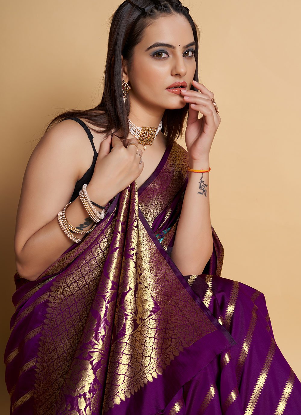 Classic Silk Purple Weaving Saree