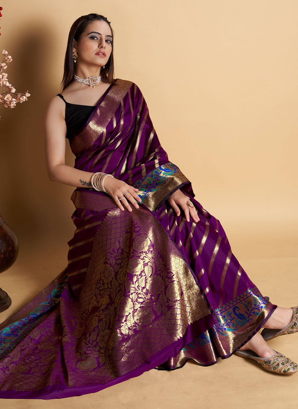 Classic Silk Purple Weaving Saree