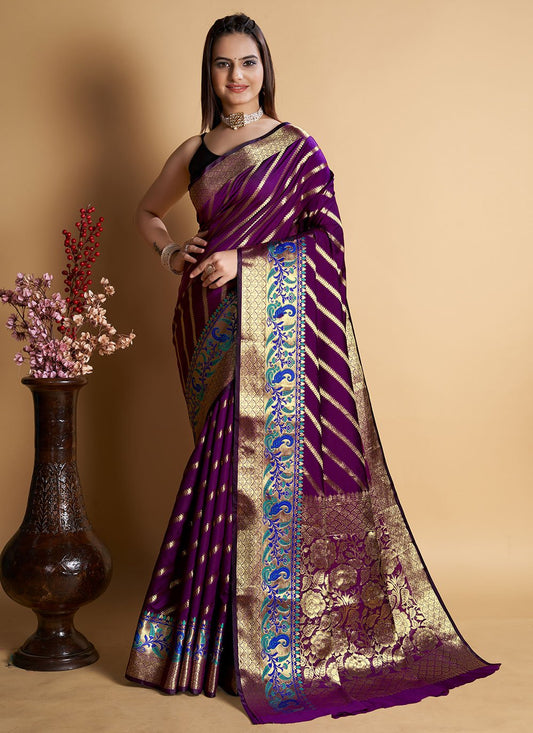 Classic Silk Purple Weaving Saree