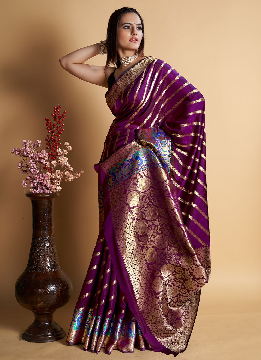 Classic Silk Purple Weaving Saree