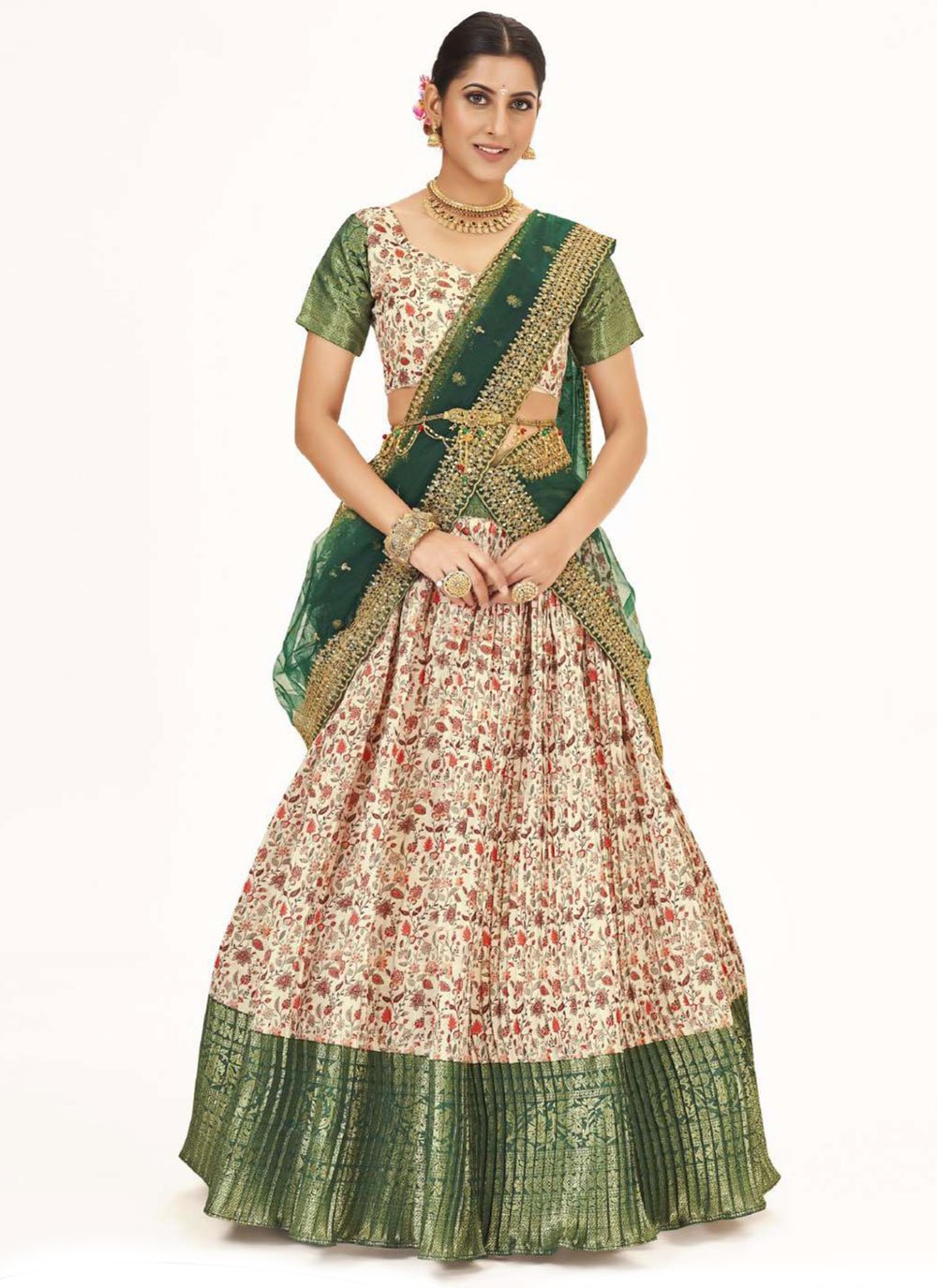 Lehenga Choli Silk Multi Colour Digital Print Lehenga Choli