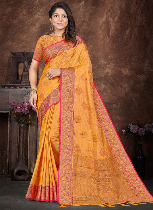 Classic Silk Mustard Zari Saree