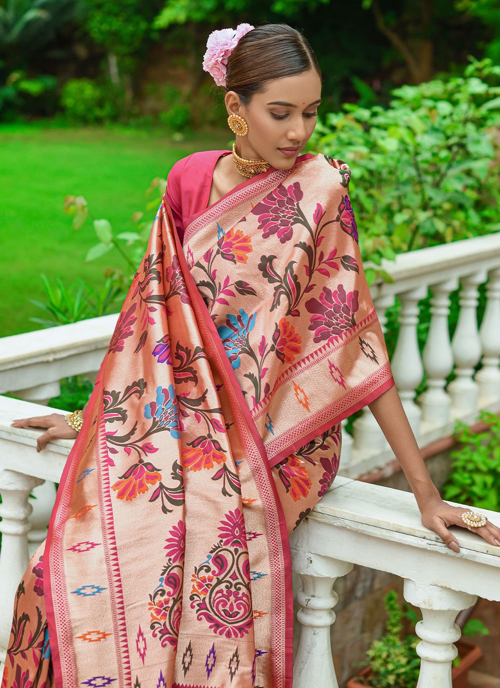 Classic Silk Pink Woven Saree