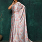 Designer Satin Silver Digital Print Saree