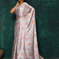 Designer Satin Silver Digital Print Saree