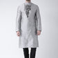 Kurta Pyjama Art Dupion Silk Silver Embroidered Mens