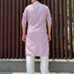 Kurta Pyjama Soft Cotton Pink Embroidered Mens