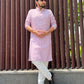 Kurta Pyjama Soft Cotton Pink Embroidered Mens