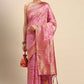 Trendy Saree Soft Cotton Pink Weaving Saree