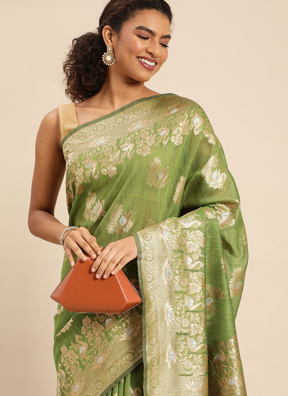 Classic Soft Cotton Green Weaving Saree