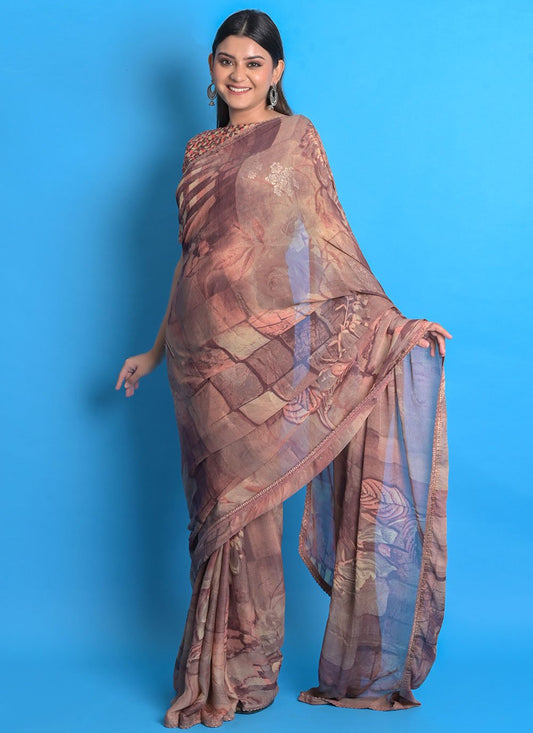 Contemporary Chiffon Multi Colour Print Saree