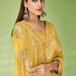 Contemporary Georgette Jacquard Yellow Foil Print Saree