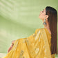 Contemporary Georgette Jacquard Yellow Foil Print Saree