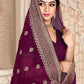 Classic Georgette Wine Embroidered Saree