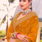 Classic Georgette Mustard Embroidered Saree