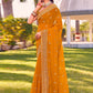 Classic Georgette Mustard Embroidered Saree