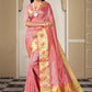 Classic Handloom Silk Pink Embroidered Saree