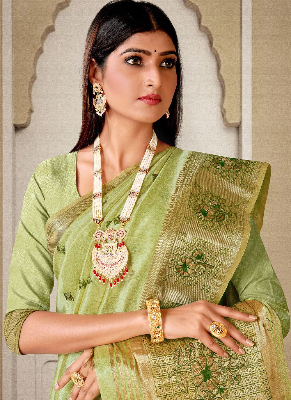 Trendy Saree Handloom Silk Sea Green Embroidered Saree