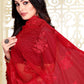 Contemporary Net Red Embroidered Saree