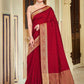 Contemporary Art Banarasi Silk Maroon Patch Border Saree