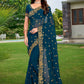 Classic Georgette Morpeach Embroidered Saree
