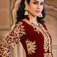 Salwar Suit Georgette Maroon Embroidered Salwar Kameez