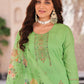 Straight Salwar Suit Cotton Green Embroidered Salwar Kameez