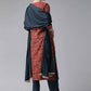 Straight Salwar Suit Muslin Rust Floral Patch Salwar Kameez