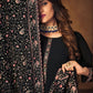 Straight Salwar Suit Georgette Black Crystals Salwar Kameez