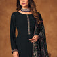 Straight Salwar Suit Georgette Black Crystals Salwar Kameez