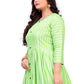 Gown Cotton Green Strips Print Gown